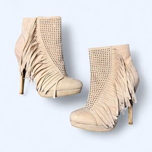Y2K Fringe Rhinestone Suede Boots by Alba!